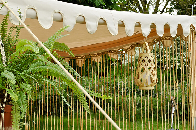 Bespoke canvas awning of vintage caravan