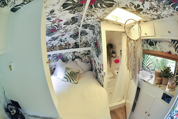 Renovated Caravan Shower and bedroom area