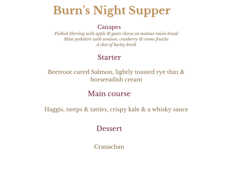 Burns night supper menu