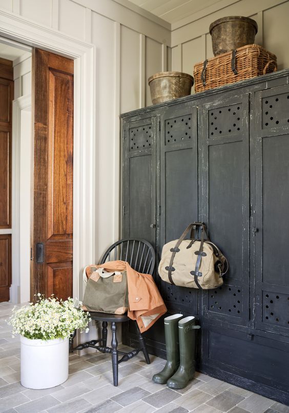 painted cupboards in boot room