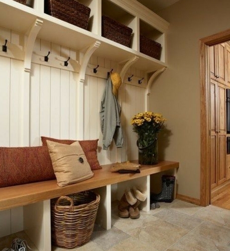 Basket storage in the boot room
