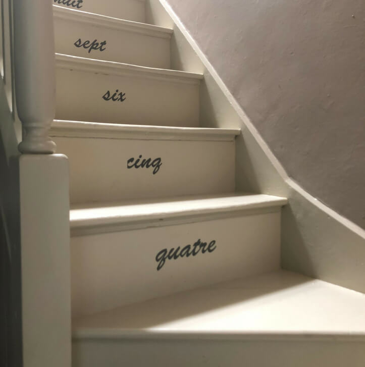 Numbers up the attic stairs